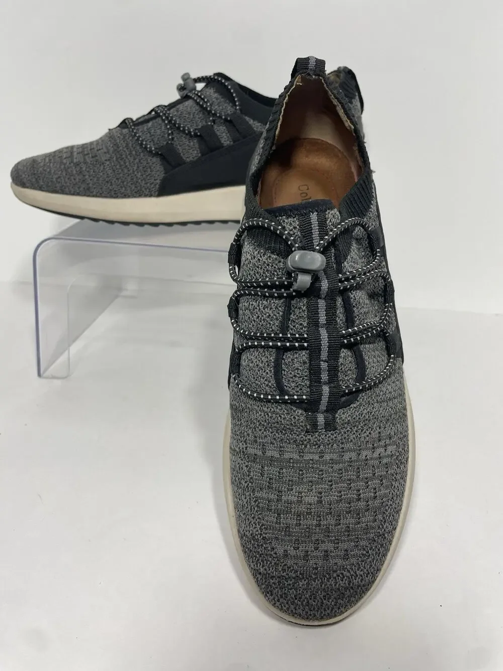 Cobb Hill Shoes Womens 9.5 Skylar Bungee Sneaker C17729 Gray w/ Black Comfort
